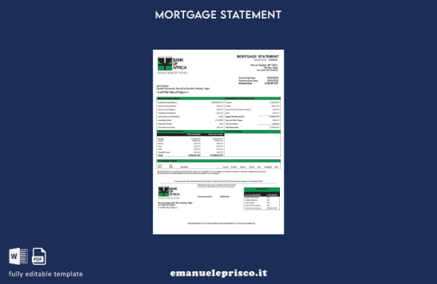 stile verificato Modello di dichiarazione dei mutui della Niger Bank of Africa M
